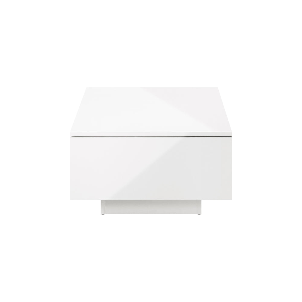 LED Coffee Table High Gloss with Storage Drawer White