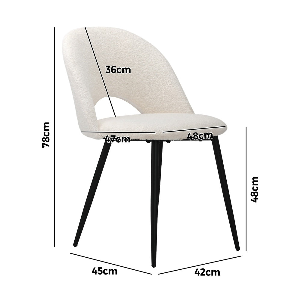2pcs Dining Chairs Sherpa White