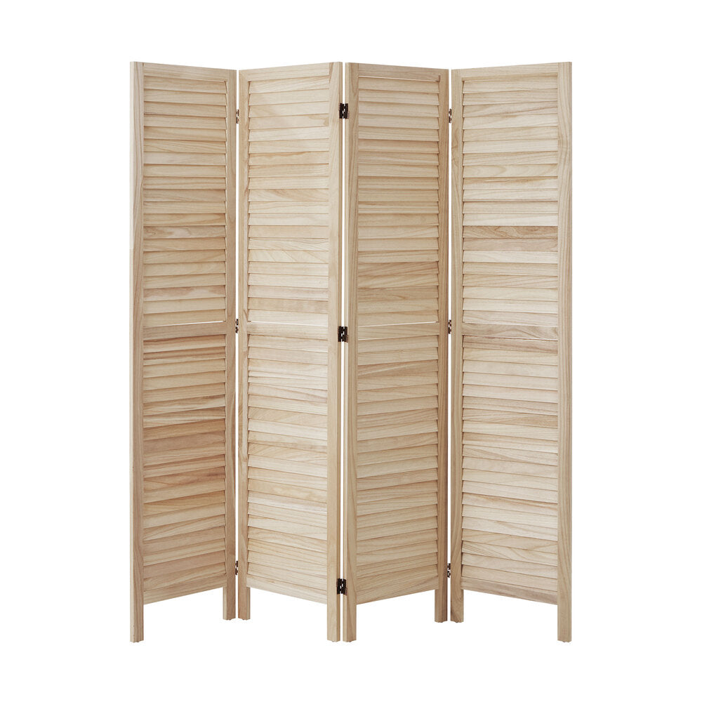 Oikiture 4 Panel Room Divider Timber Wooden Natural