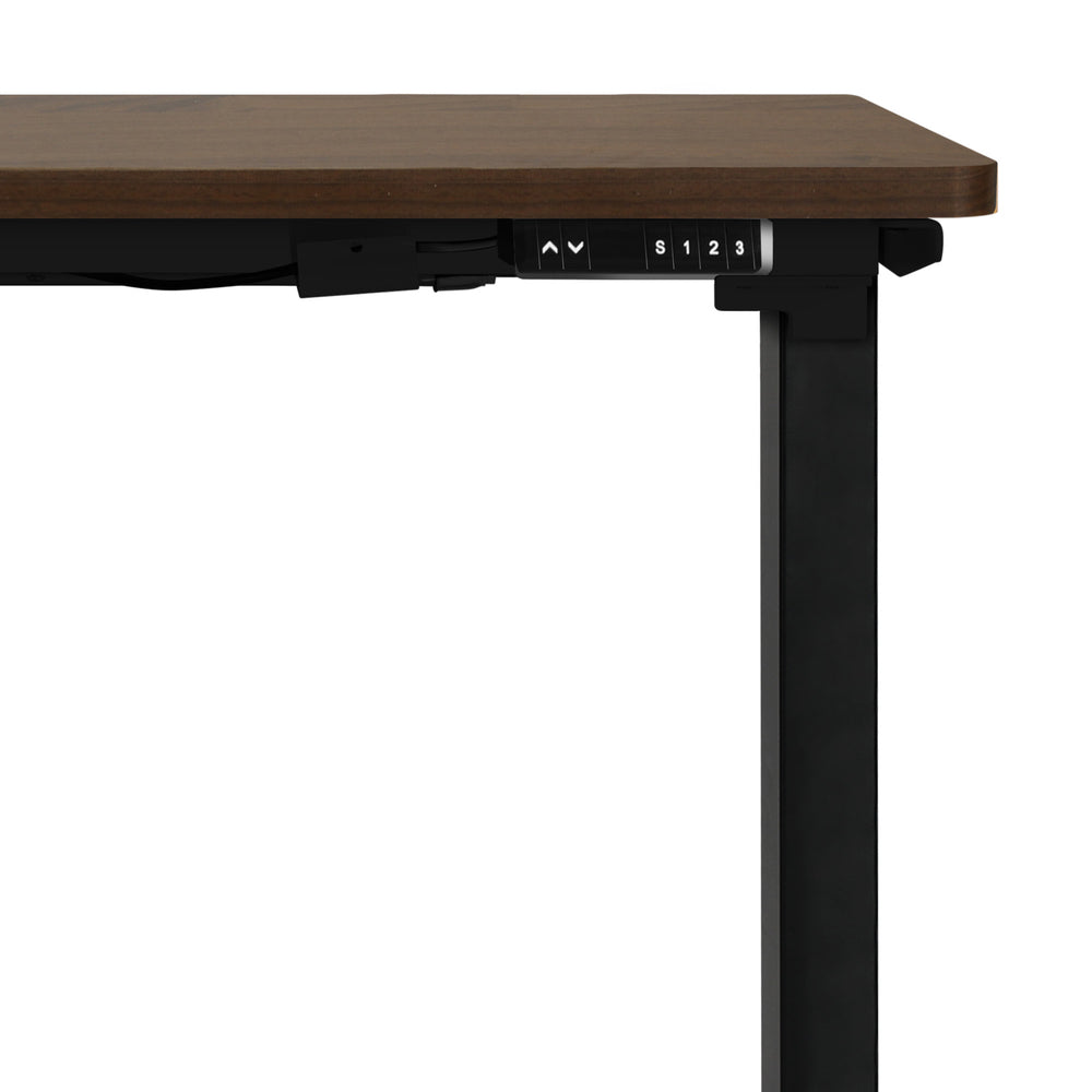 Motorized Adjustable Sit Stand Desk 160cm Black and Walnut