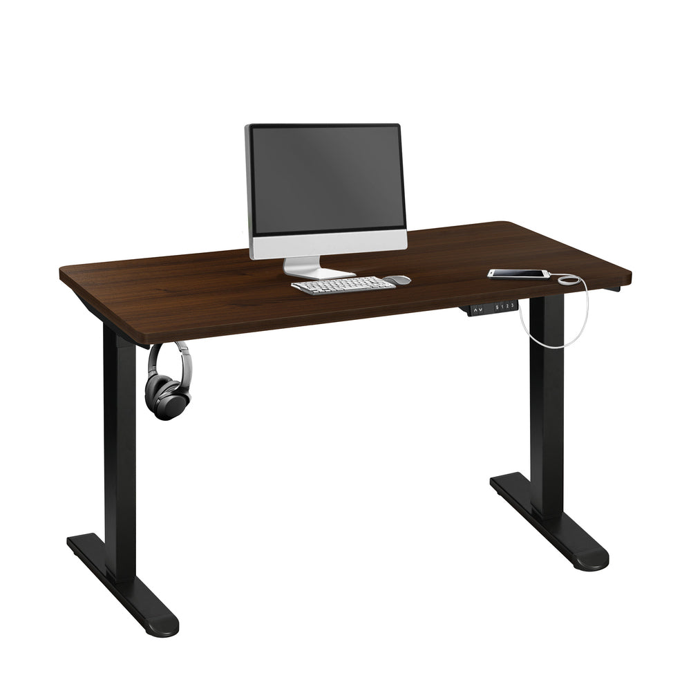 Motorized Adjustable Sit Stand Desk 160cm Black and Walnut