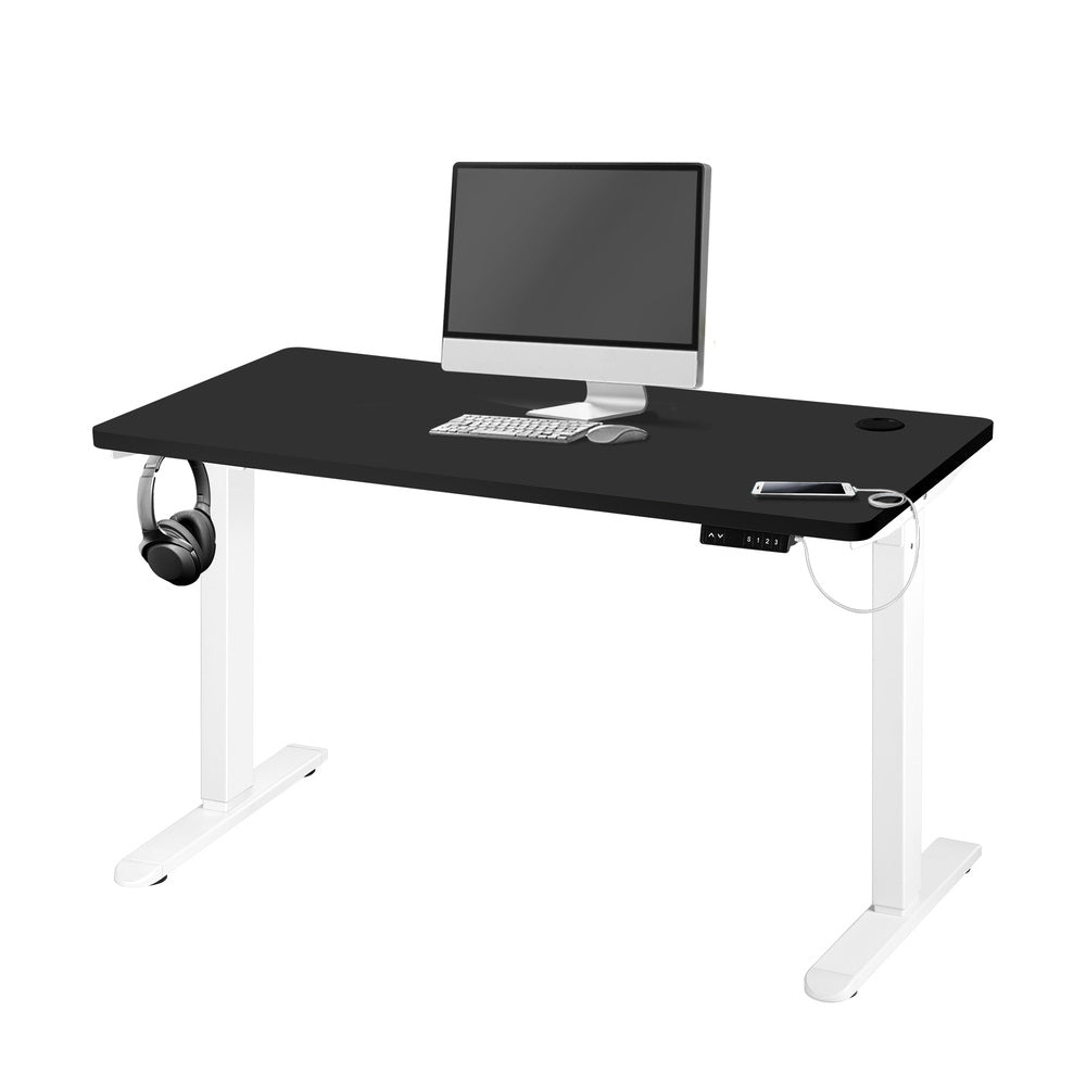 Motorized Adjustable Standing Desk 140cm White and Black