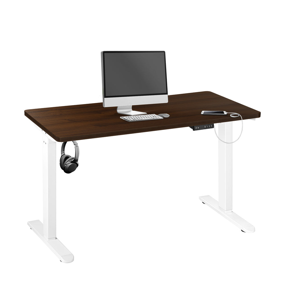 Motorized Adjustable Sit Stand Desk 160cm White and Walnut