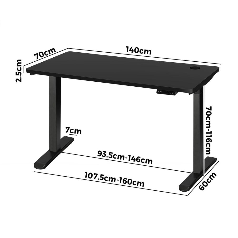 Dual Motor Adjustable Standing Desk 140cm Black
