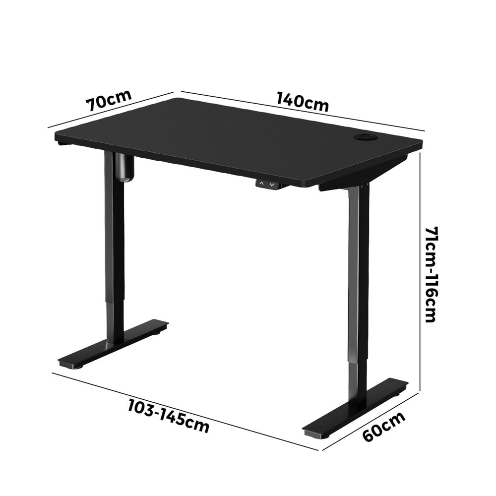 Electric Standing Desk 140cm Single Motor Black