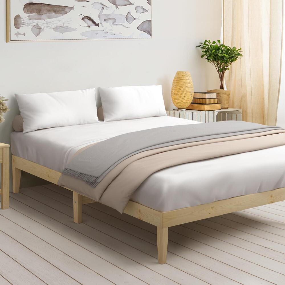King Bed Frame Pine Wood Base