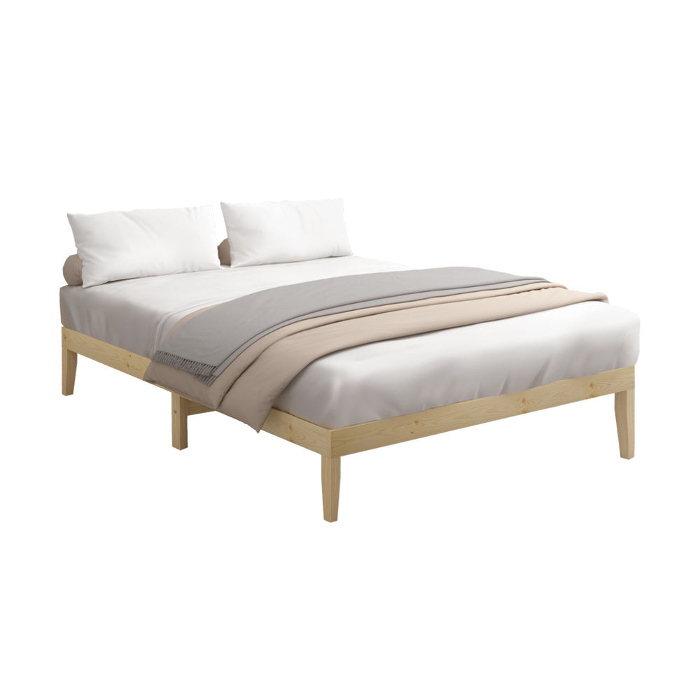 King Bed Frame Pine Wood Base