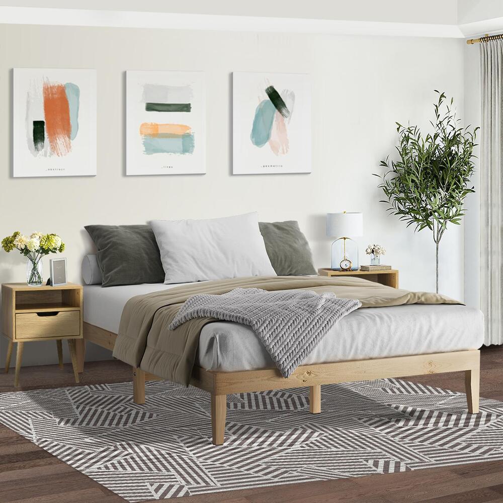 King Bed Frame Pine Wood Base