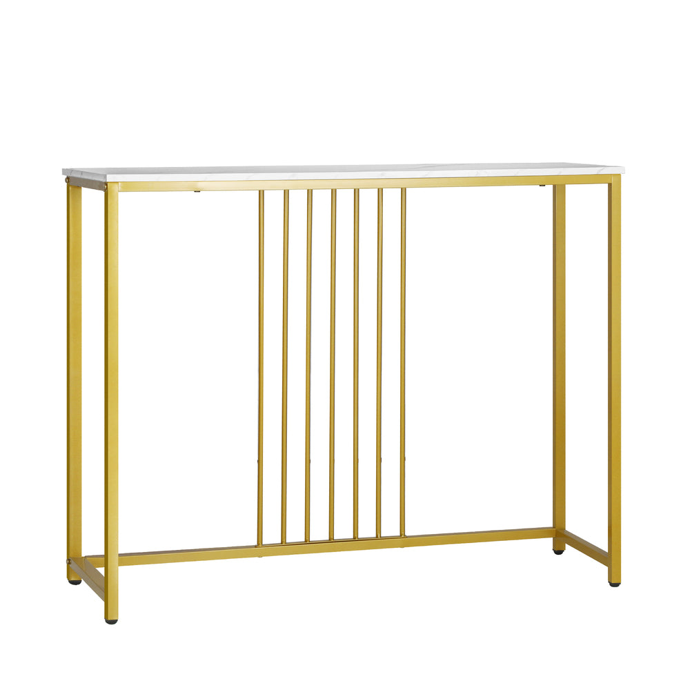 Console Table with Marble Like Tabletop and Steel Frame