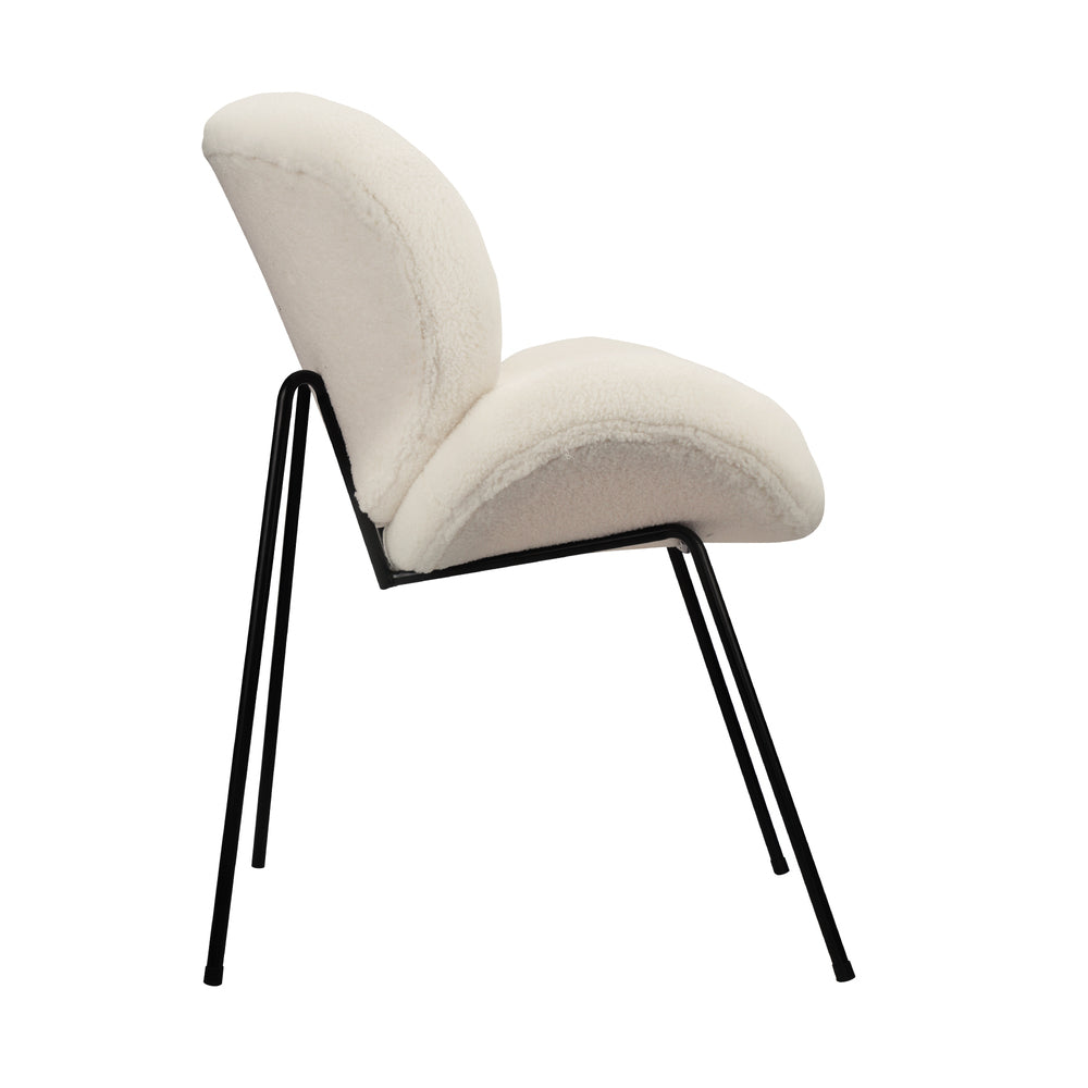 Dining Chair Cream Faux Sherpa