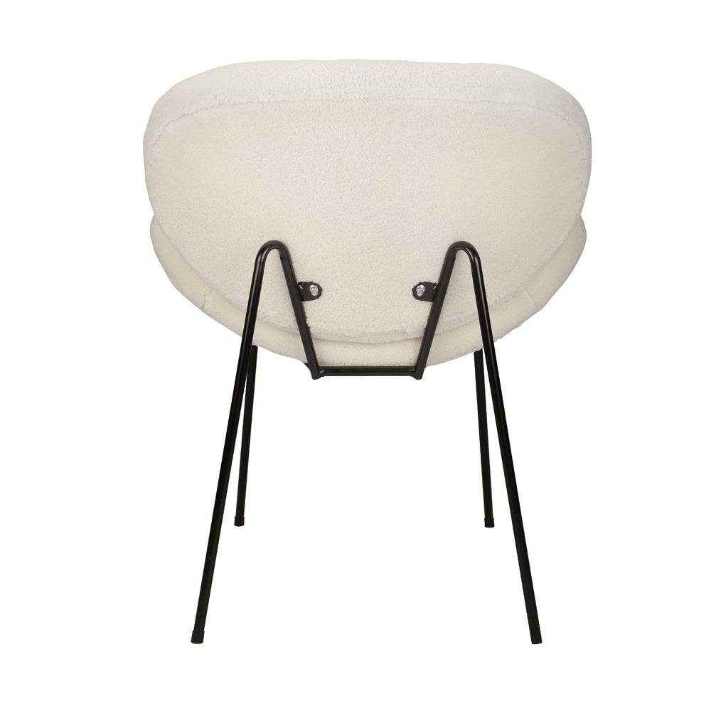 Dining Chair Cream Faux Sherpa