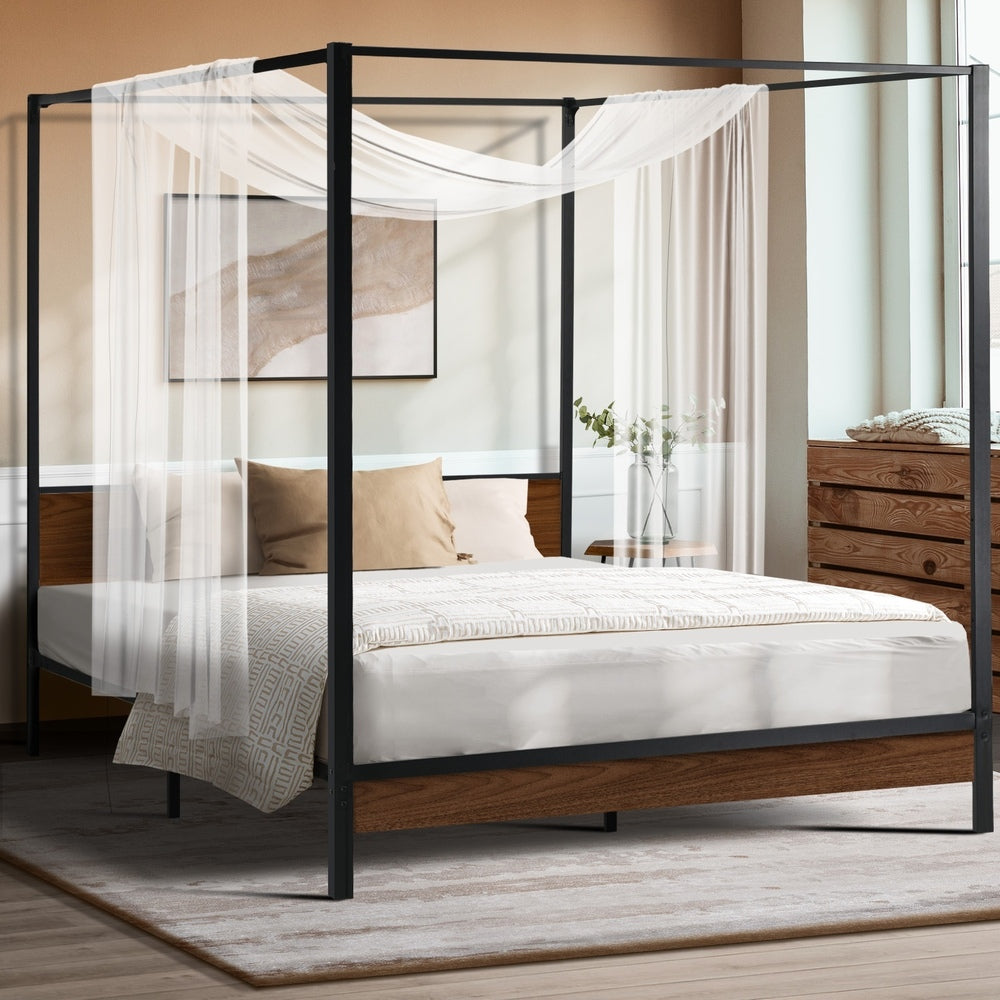 Double Size Metal Canopy Bed Frame Platform