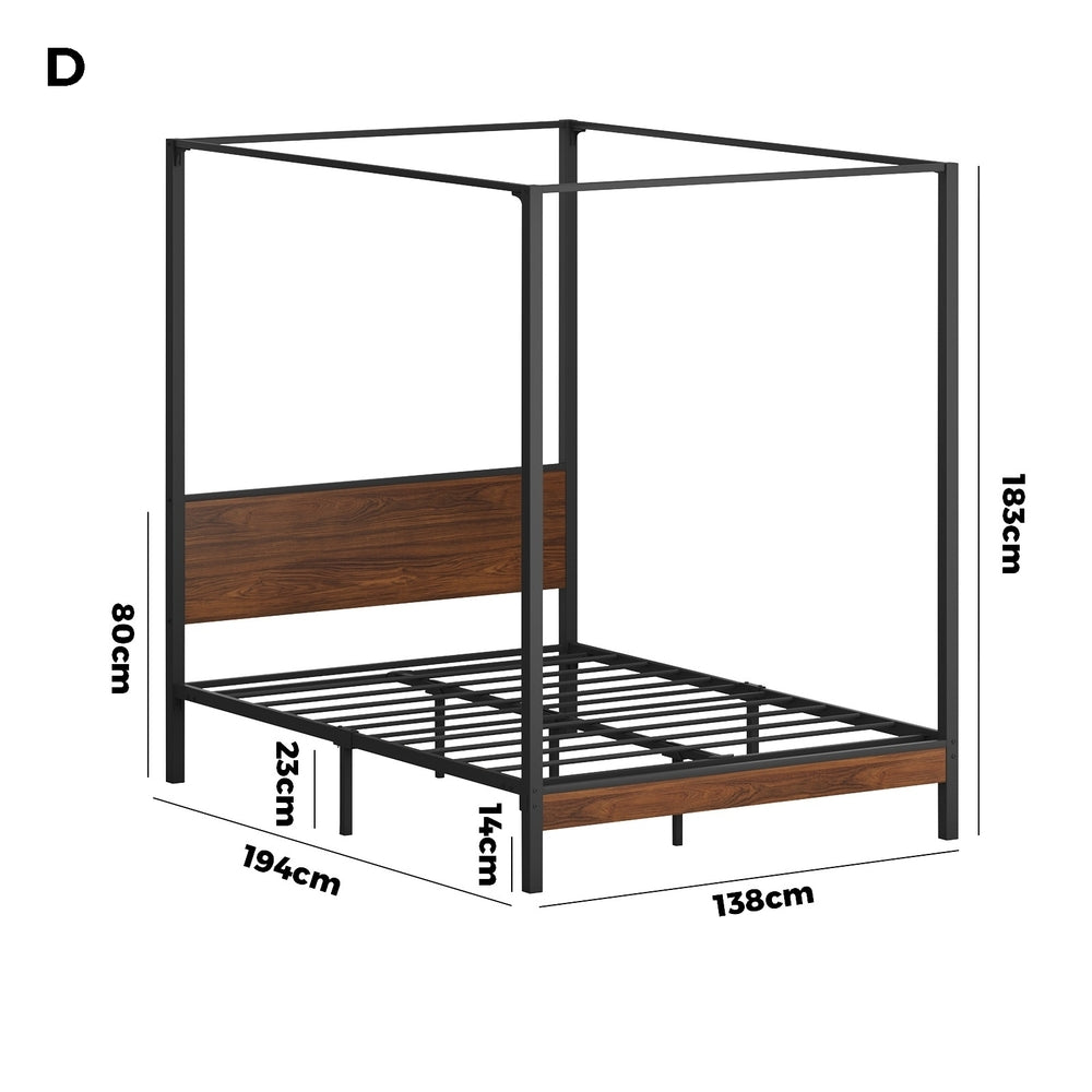 Double Size Metal Canopy Bed Frame Platform