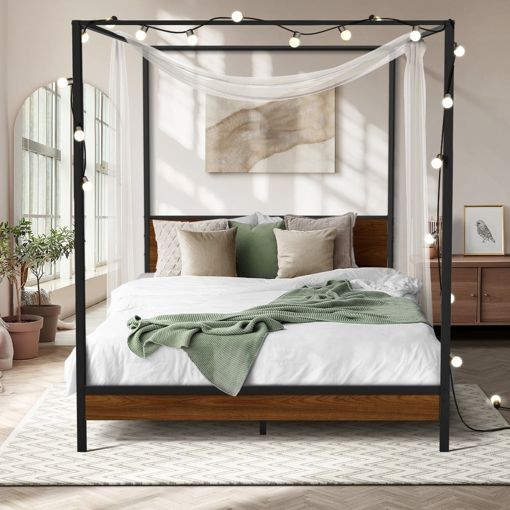 Double Size Metal Canopy Bed Frame Platform