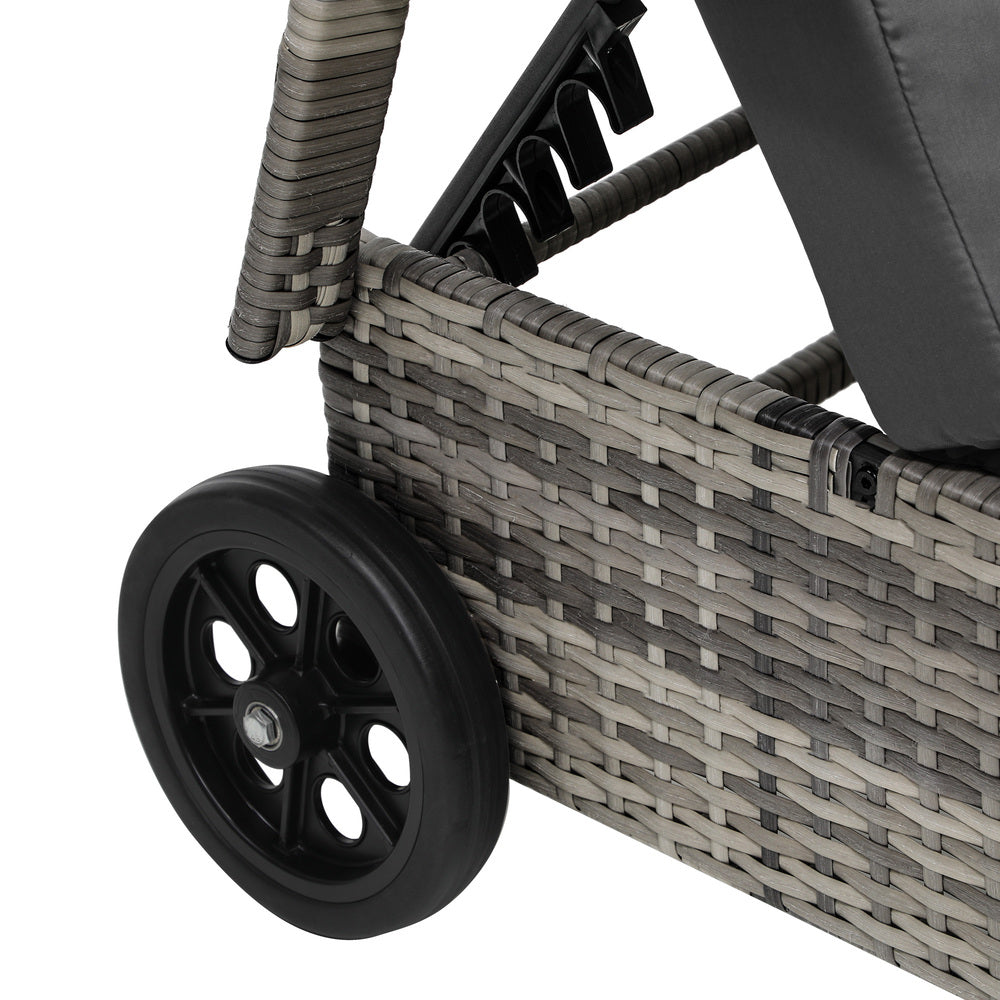Grey Sun Lounger with Wheels