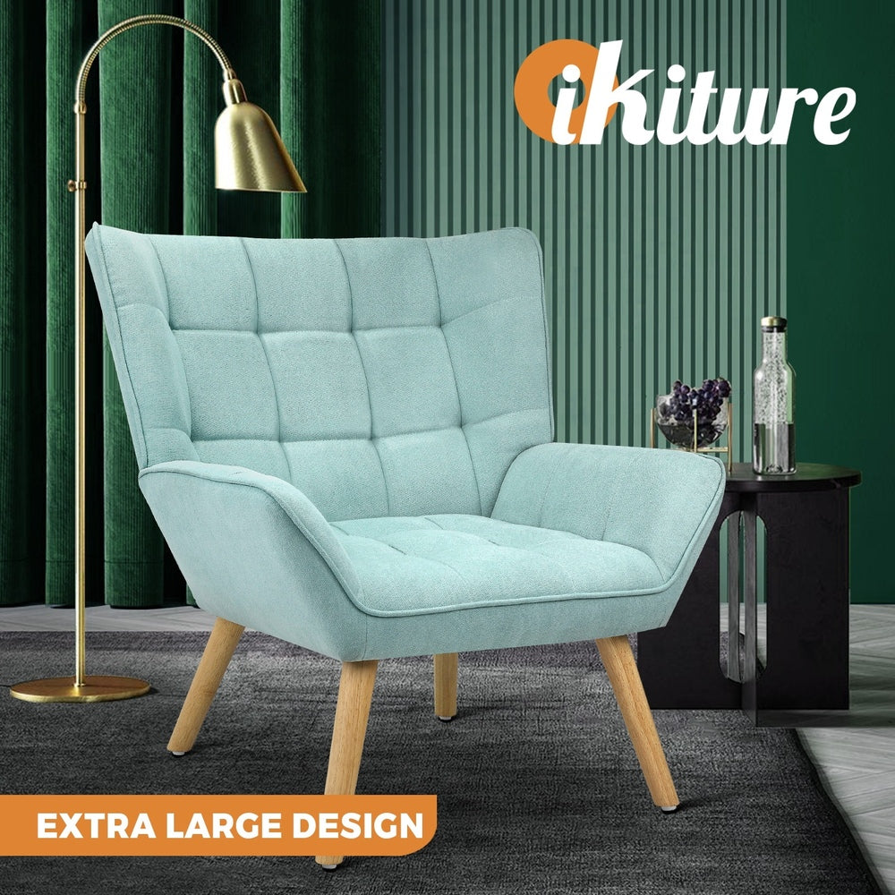 Blue Fabric Upholstered Tub Armchair
