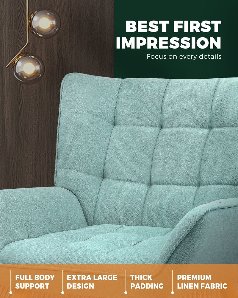 Blue Fabric Upholstered Tub Armchair