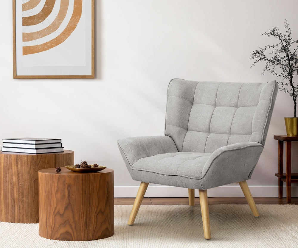 Grey Fabric Upholstered Tub Armchair