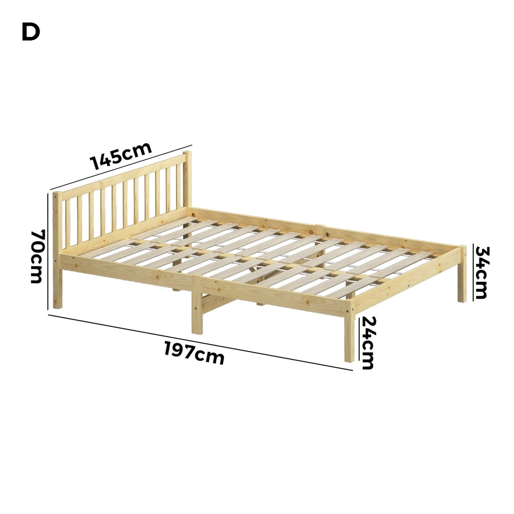 Double Size Wooden Bed Frame with Slat Support