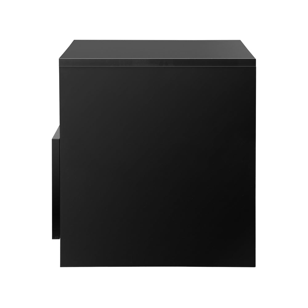 Black High Gloss Bedside Tables with RGB LED Lights