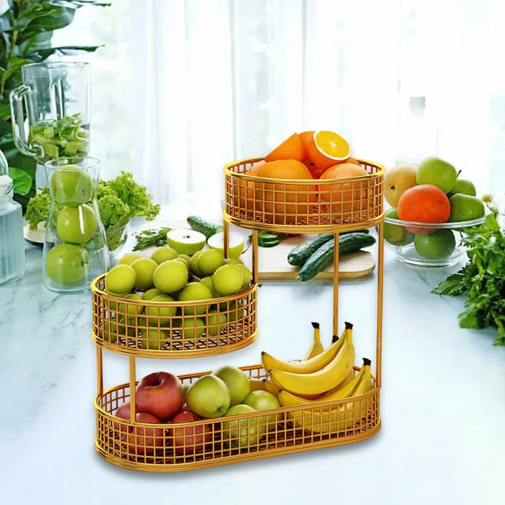 Metal Wire Storage Countertop Fruit Basket Counter Serving Tray