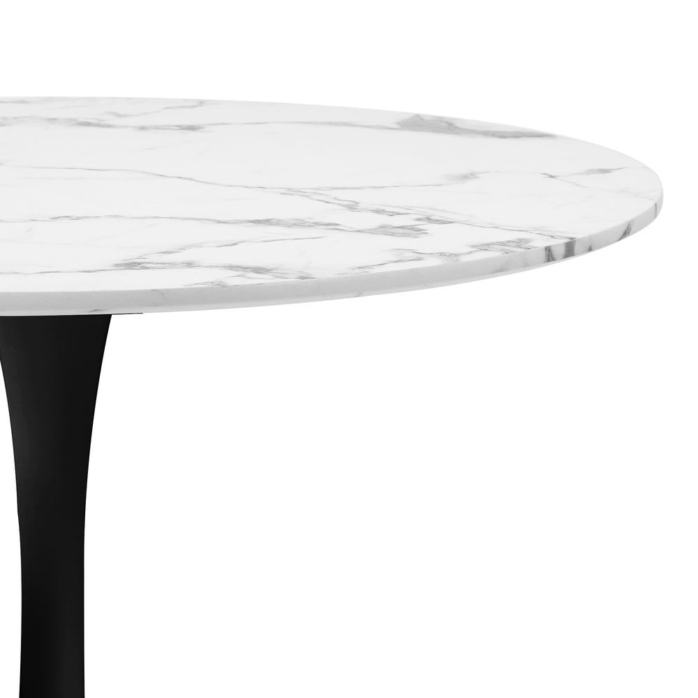 60cm Marble Dining Table Tulip Shape White and Black