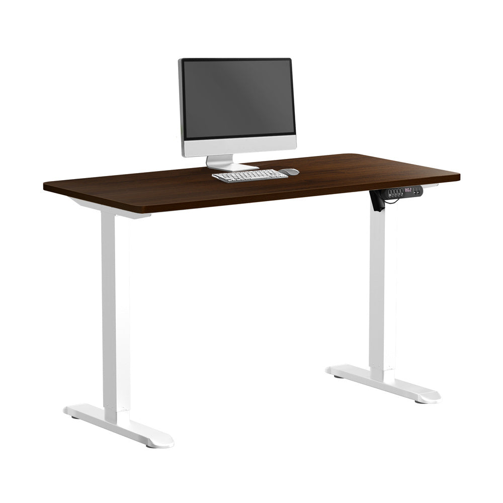 120cm Electric Standing Desk Single Motor Walnut and White