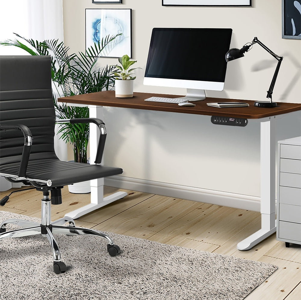 120cm Electric Standing Desk Single Motor Walnut and White