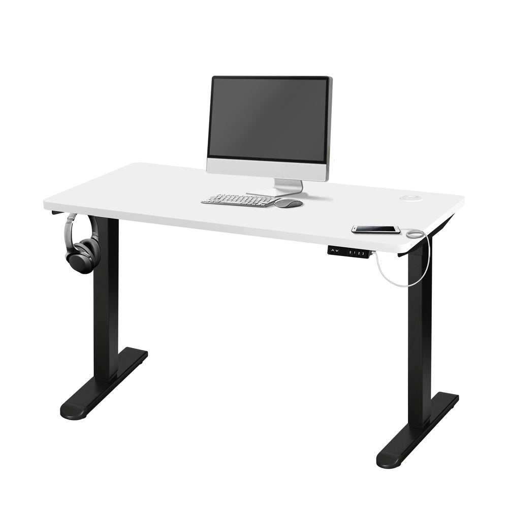 140cm Motorized Adjustable Standing Desk Black and White