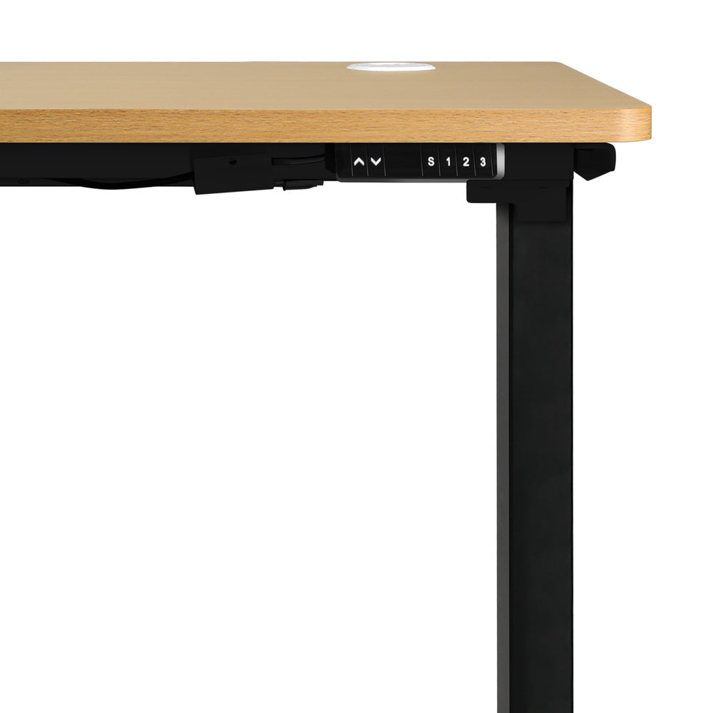 150cm Motorized Adjustable Standing Desk Black and Oak
