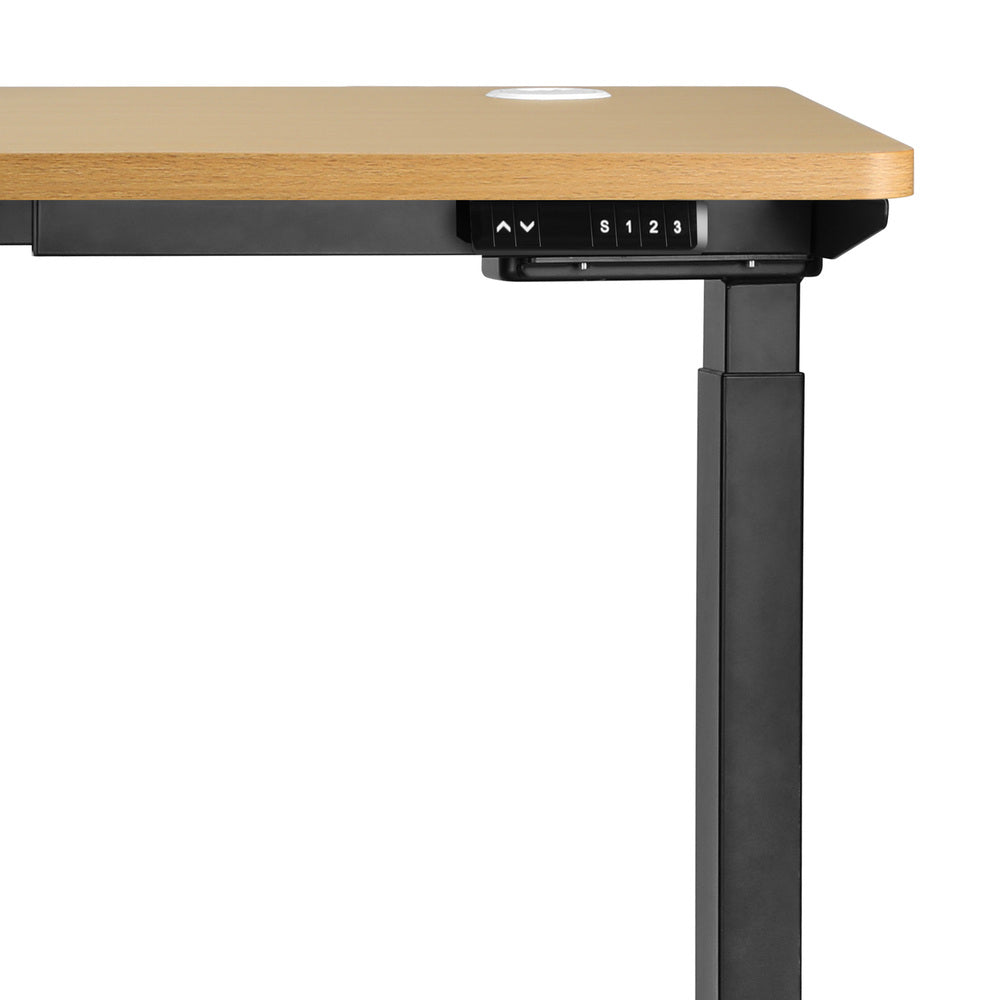 140cm Dual Motor Adjustable Standing Desk Black and Oak