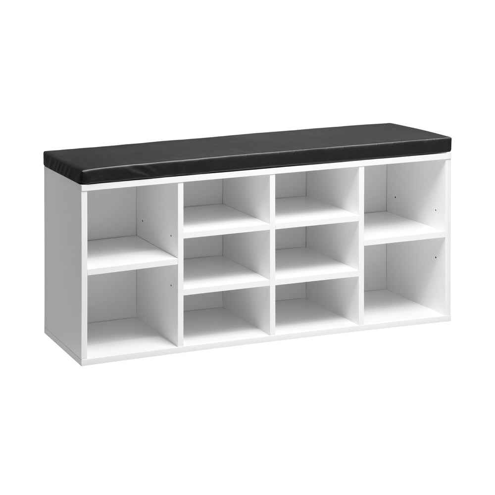 Shoe Bench with Leather Seat 105cm Black and White