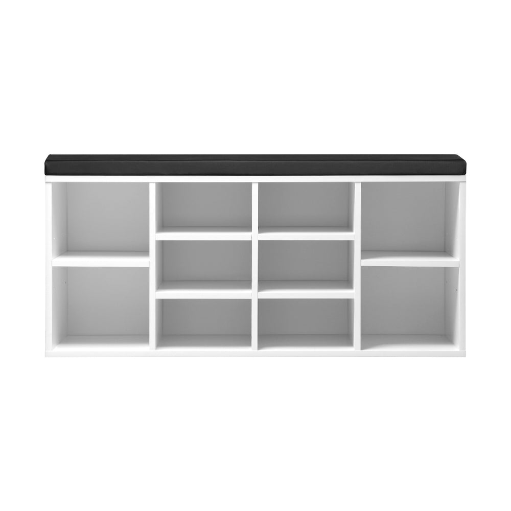 Shoe Bench with Leather Seat 105cm Black and White