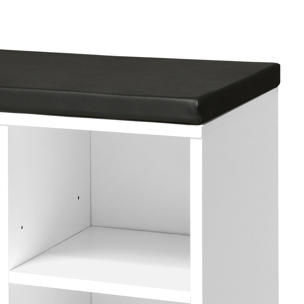 Shoe Bench with Leather Seat 105cm Black and White