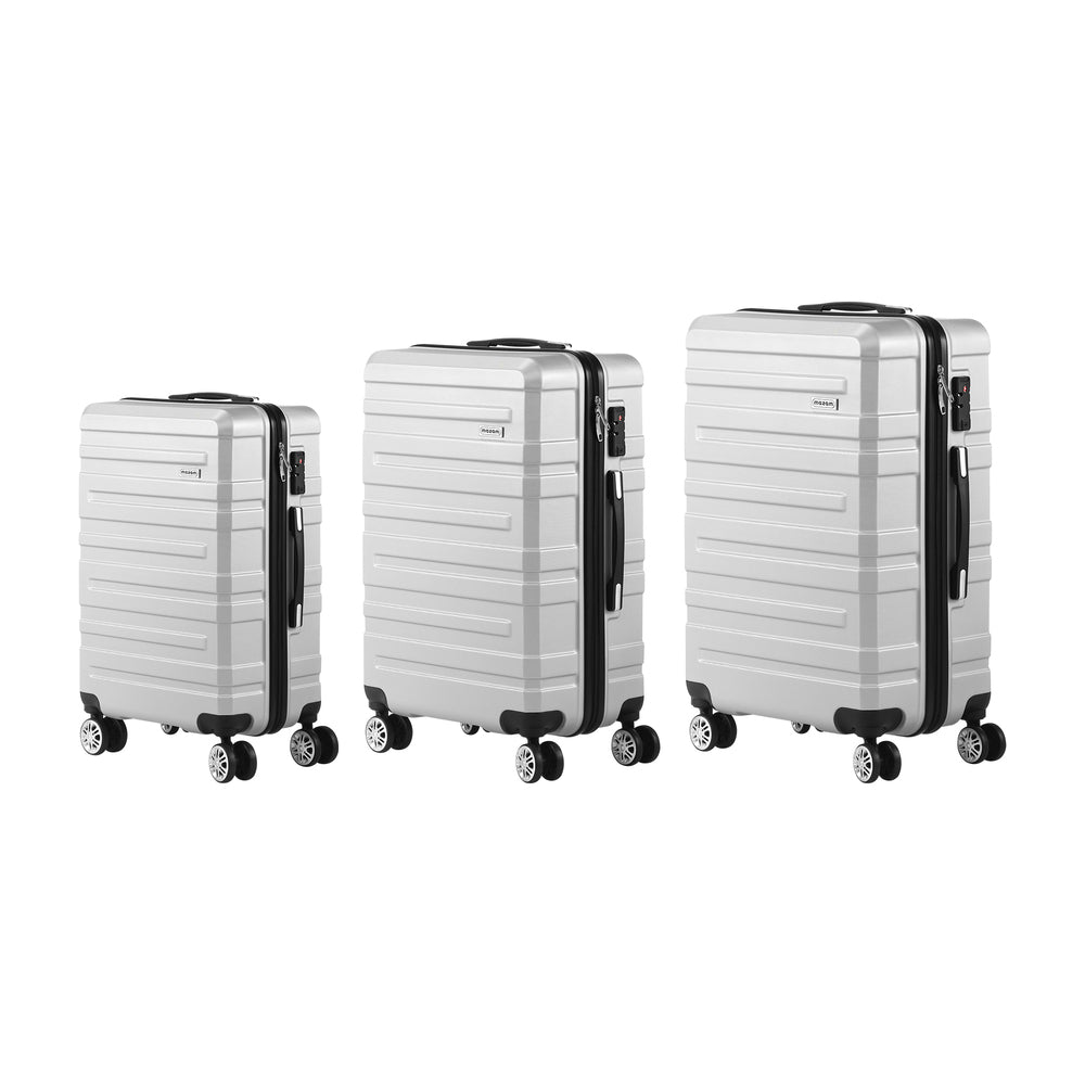 Set of 3 Silver Hard Case Luggage with TSA Lock