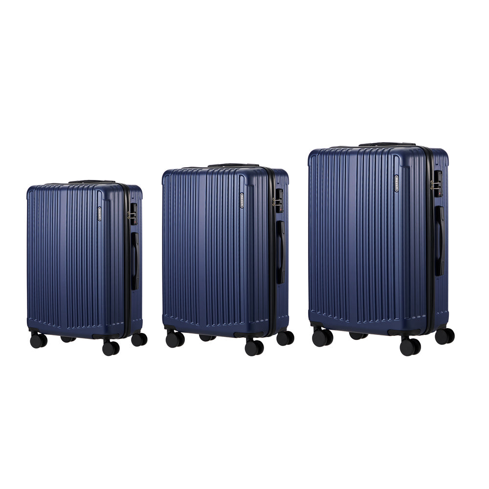 Set of 3 Navy Blue Hard Case Luggage with TSA Lock