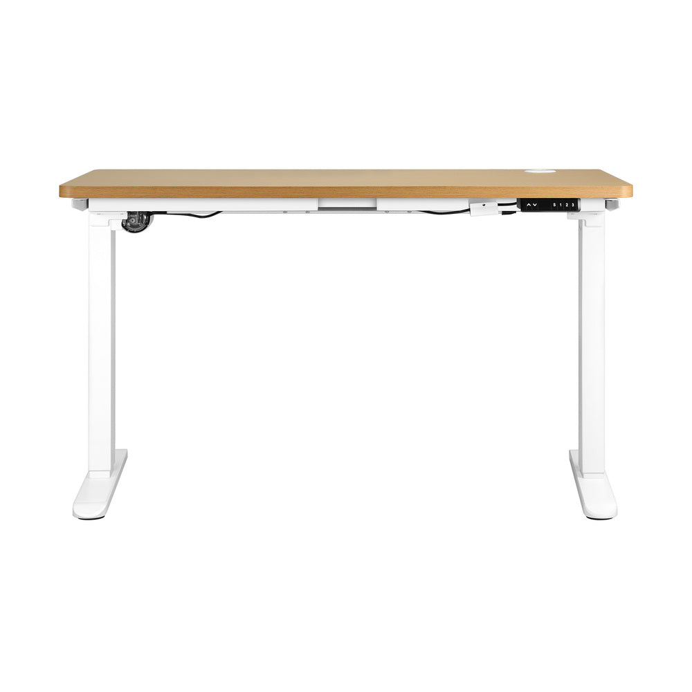 Standing Desk Adjustable Motorized 120cm White and Oak