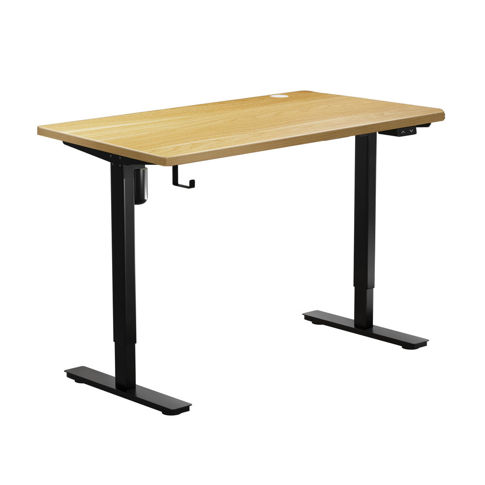 Electric Standing Desk Single Motor 120cm Black and Oak
