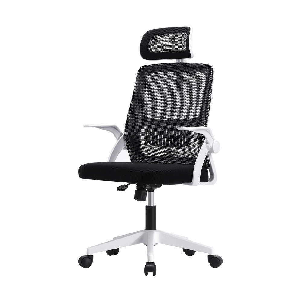 Mesh Office Chair with Fabric Seat Black and White