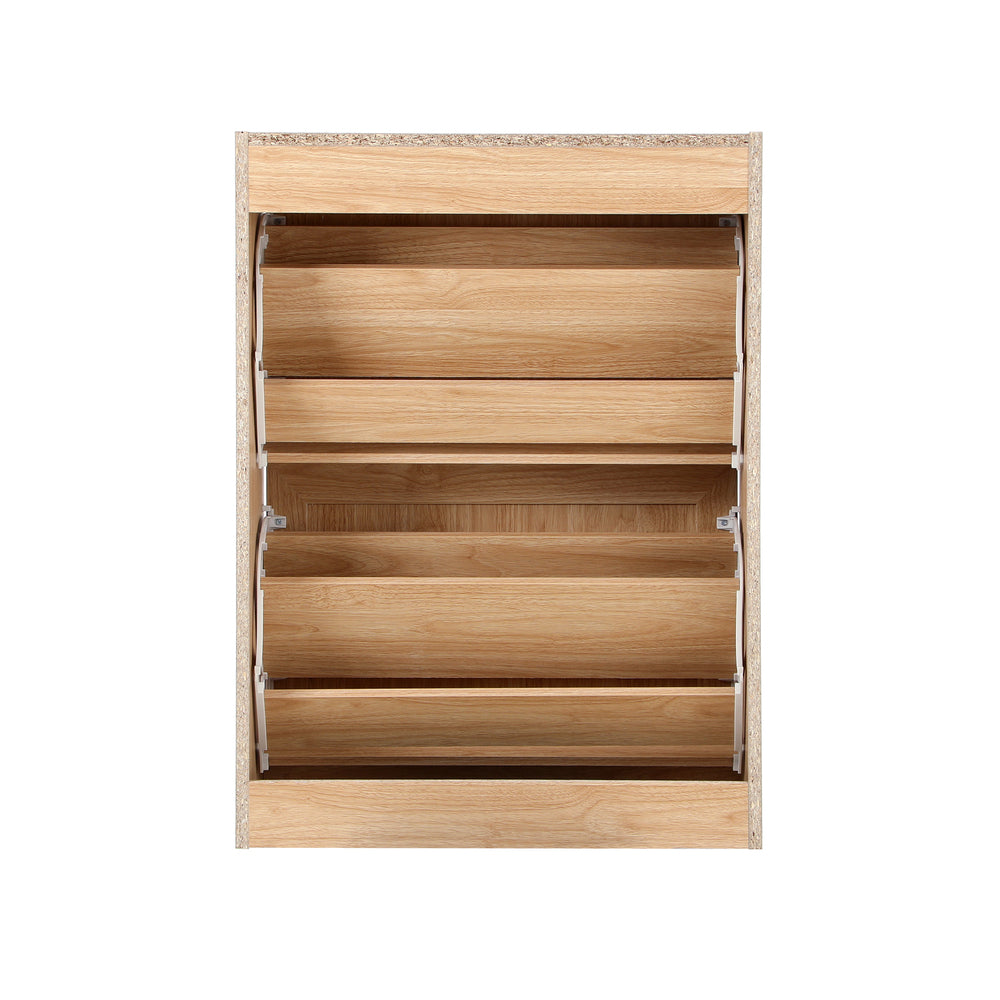 Shoe Cabinet with 2 Compartments and Rattan Doors