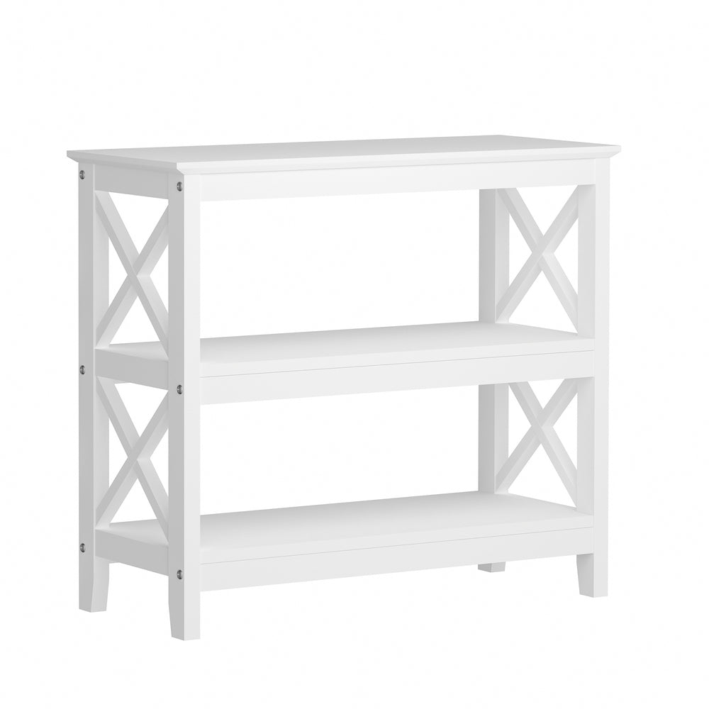 3 Tier Console Table X Design Wooden White