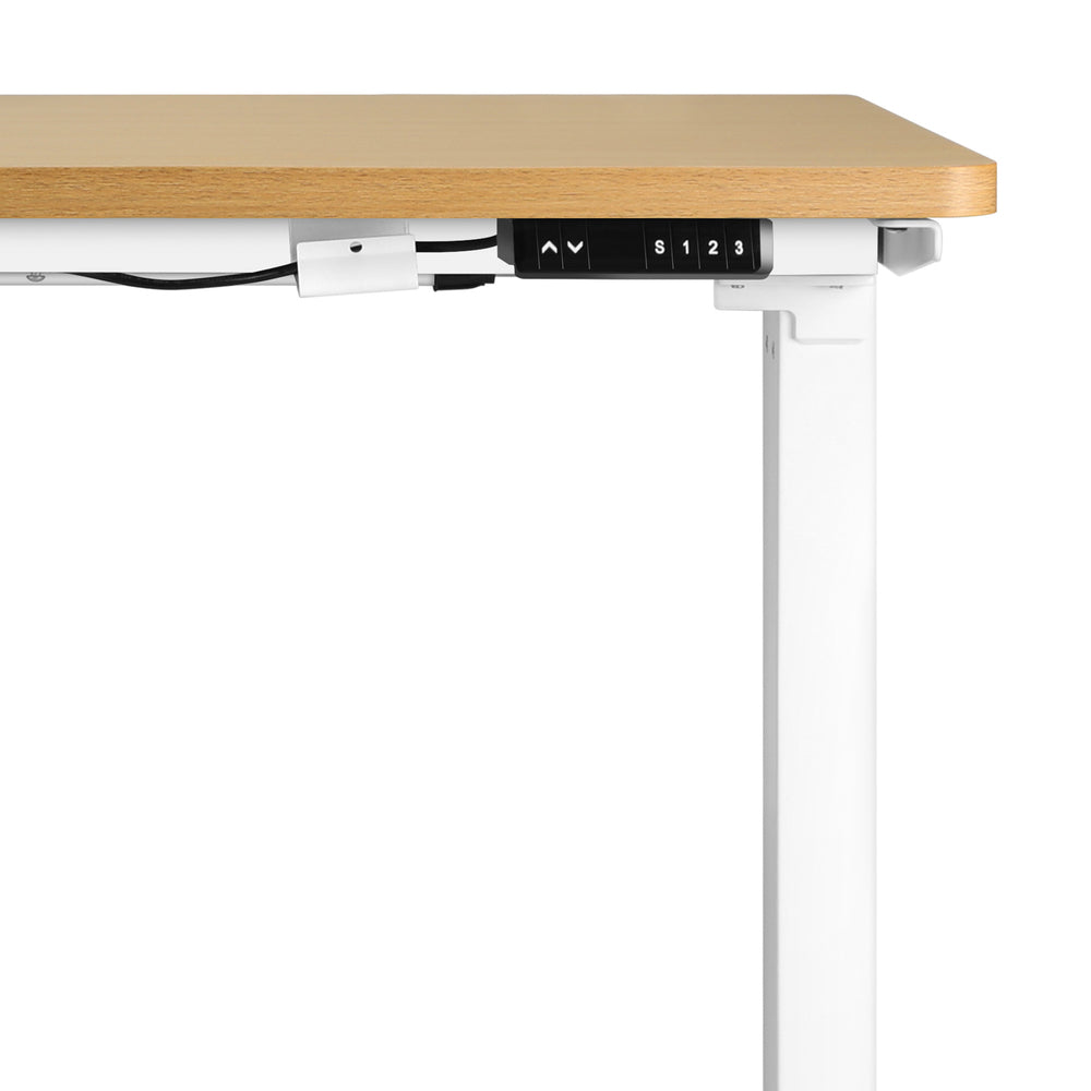 Motorised Adjustable Sit Stand Desk 160 cm White and Oak