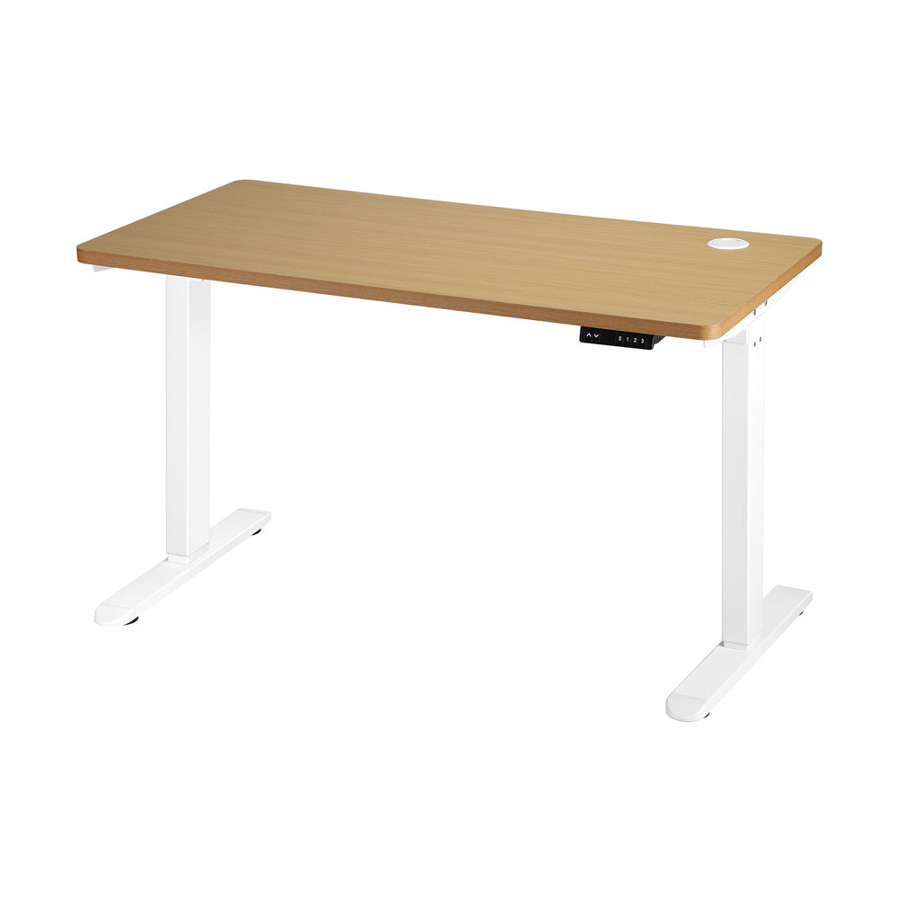 Motorized Adjustable Standing Desk 150 cm White and Oak