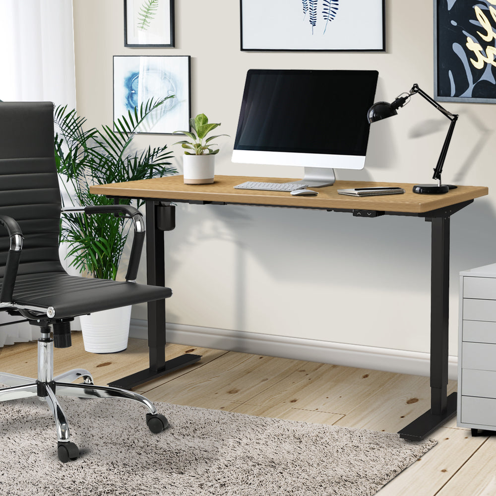 Electric Standing Desk Single Motor Black Oak 150 cm