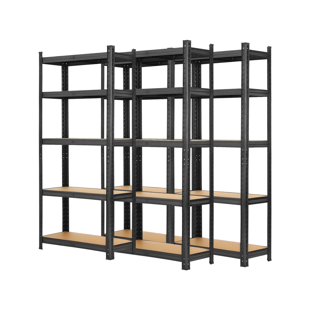 Set of 4 Warehouse Storage Racks 5 Tier Black 1.5 m