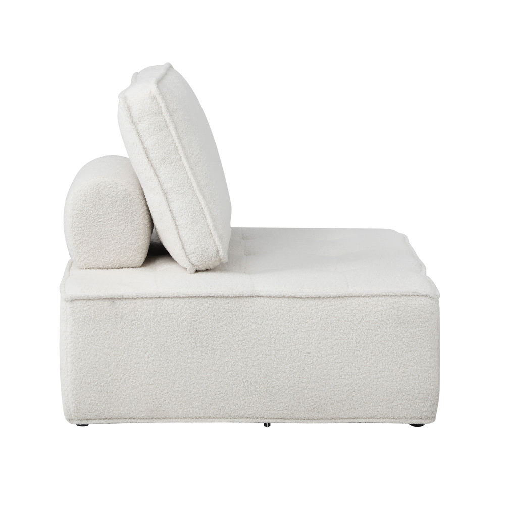Modular Armless Sofa in White Sherpa