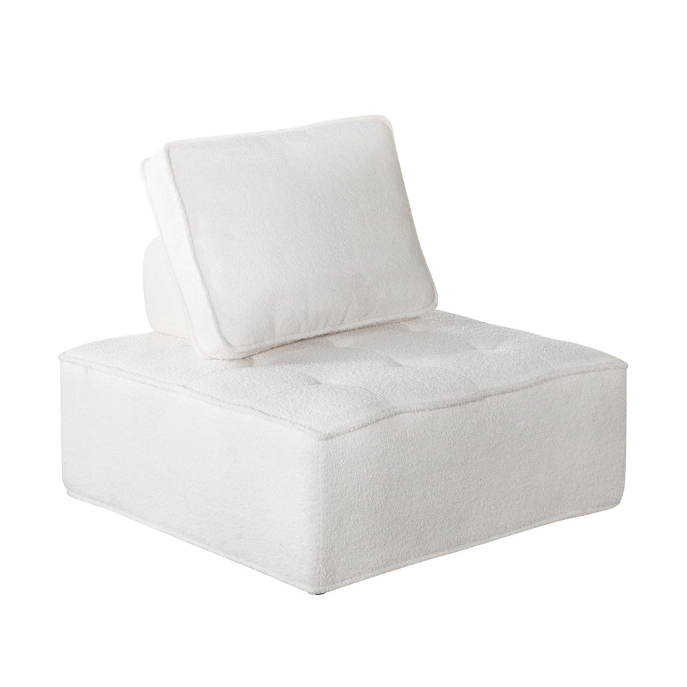 Modular Armless Sofa in White Sherpa