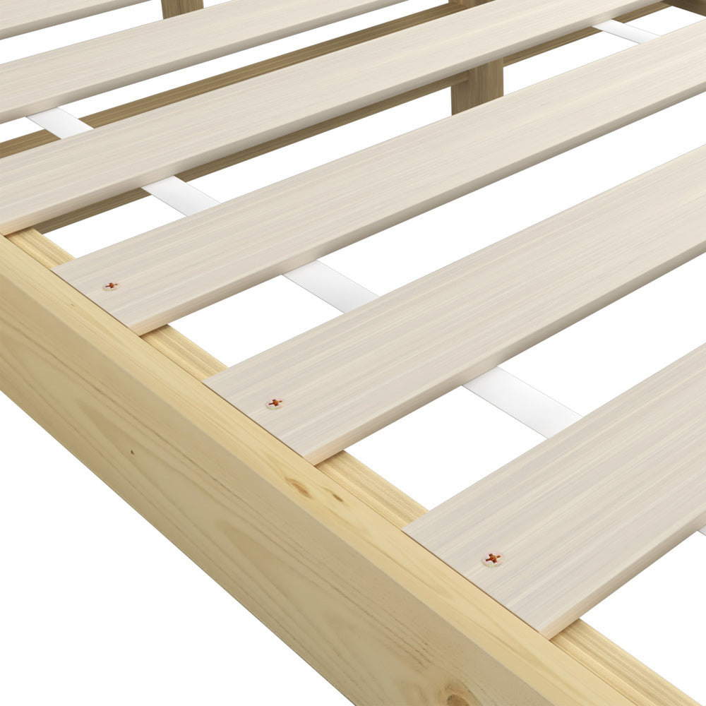 Queen Size Bed Frame Pine Wood Bed Base
