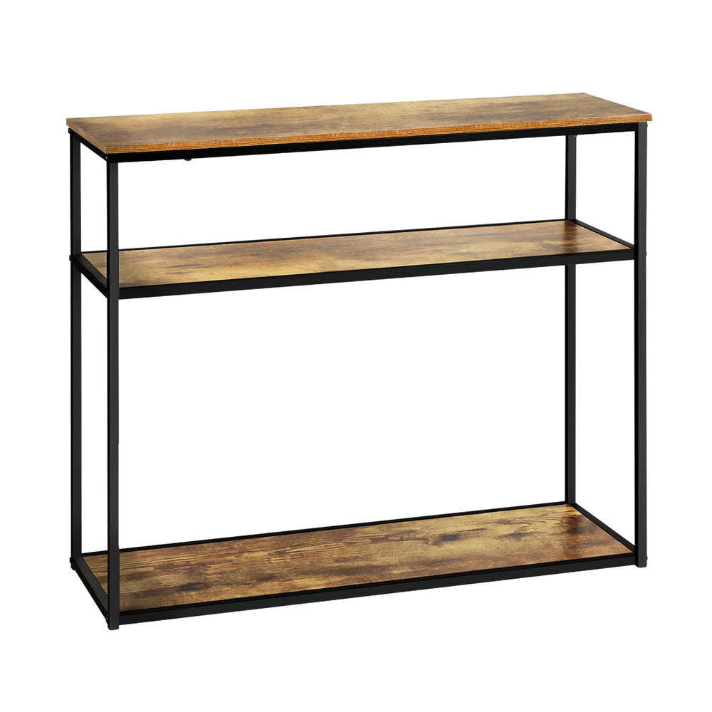 3 Tier Hall Console Table with Metal and Wooden Shelves