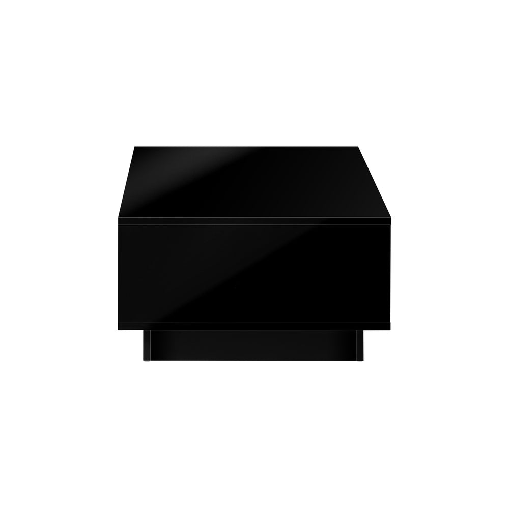 Black Coffee Table LED High Gloss with Storage Drawer